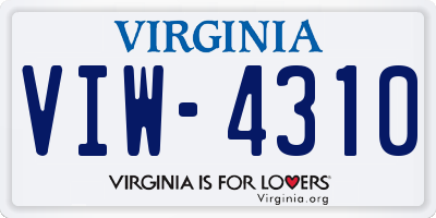 VA license plate VIW4310