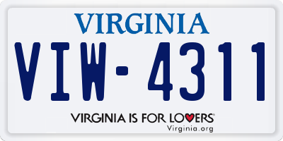 VA license plate VIW4311