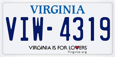 VA license plate VIW4319