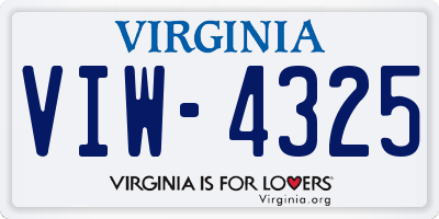 VA license plate VIW4325