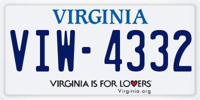 VA license plate VIW4332