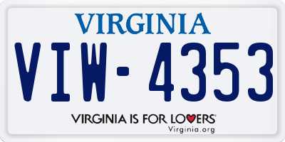 VA license plate VIW4353