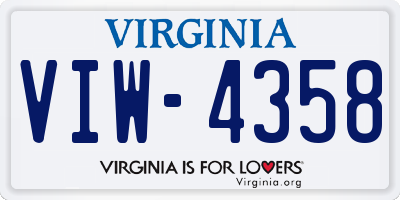 VA license plate VIW4358