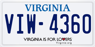 VA license plate VIW4360