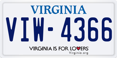 VA license plate VIW4366