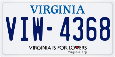 VA license plate VIW4368