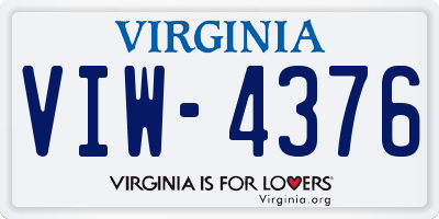 VA license plate VIW4376