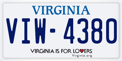 VA license plate VIW4380