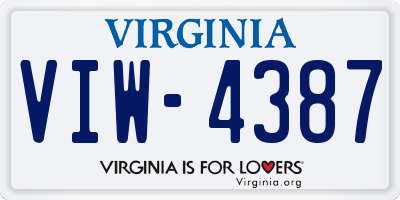 VA license plate VIW4387