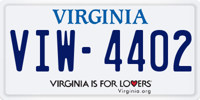 VA license plate VIW4402