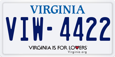 VA license plate VIW4422