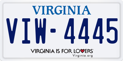 VA license plate VIW4445