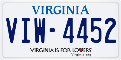 VA license plate VIW4452