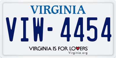 VA license plate VIW4454