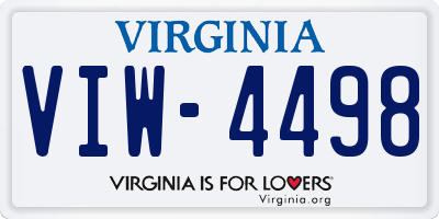 VA license plate VIW4498