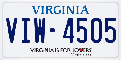 VA license plate VIW4505
