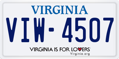 VA license plate VIW4507