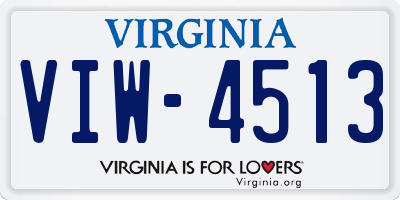 VA license plate VIW4513