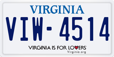 VA license plate VIW4514