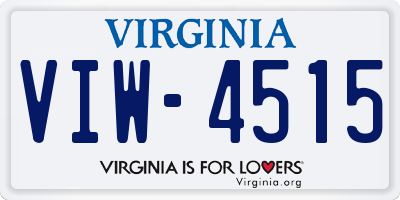 VA license plate VIW4515