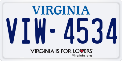 VA license plate VIW4534