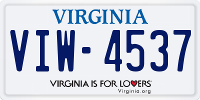VA license plate VIW4537