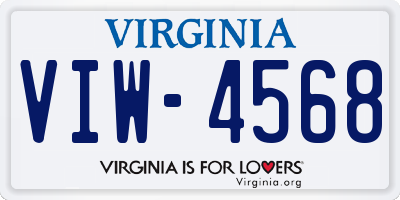 VA license plate VIW4568