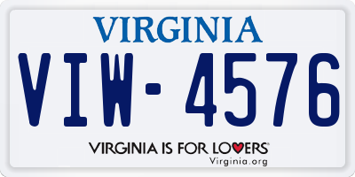VA license plate VIW4576