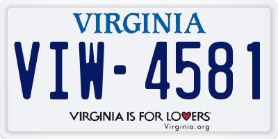 VA license plate VIW4581