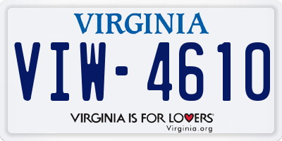VA license plate VIW4610