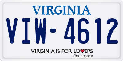 VA license plate VIW4612