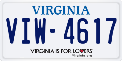 VA license plate VIW4617