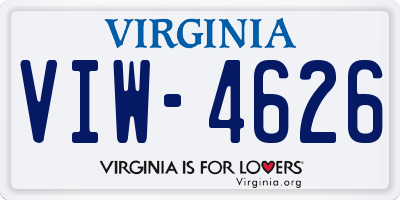 VA license plate VIW4626
