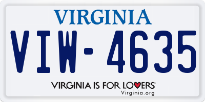 VA license plate VIW4635