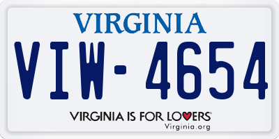 VA license plate VIW4654