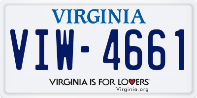 VA license plate VIW4661
