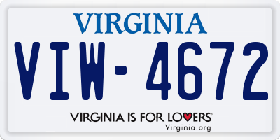 VA license plate VIW4672
