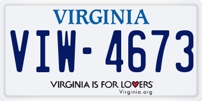 VA license plate VIW4673
