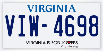 VA license plate VIW4698