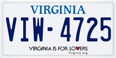 VA license plate VIW4725