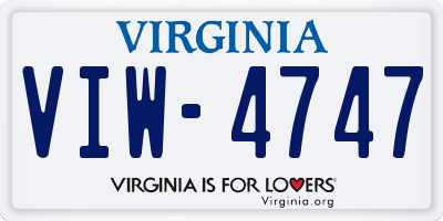 VA license plate VIW4747