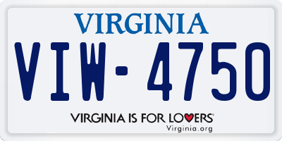 VA license plate VIW4750