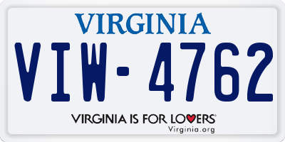 VA license plate VIW4762