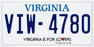 VA license plate VIW4780