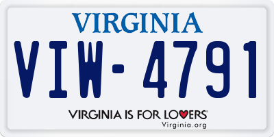 VA license plate VIW4791