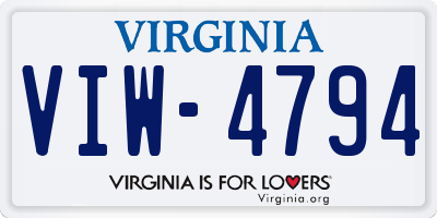 VA license plate VIW4794