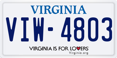 VA license plate VIW4803