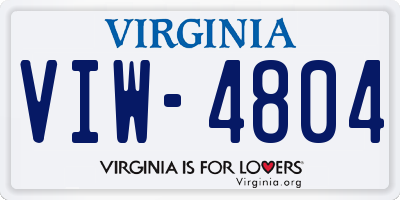 VA license plate VIW4804
