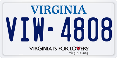 VA license plate VIW4808