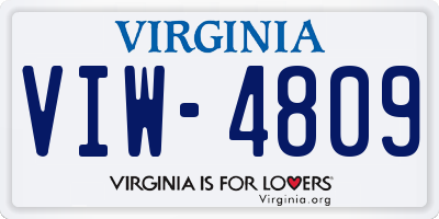 VA license plate VIW4809